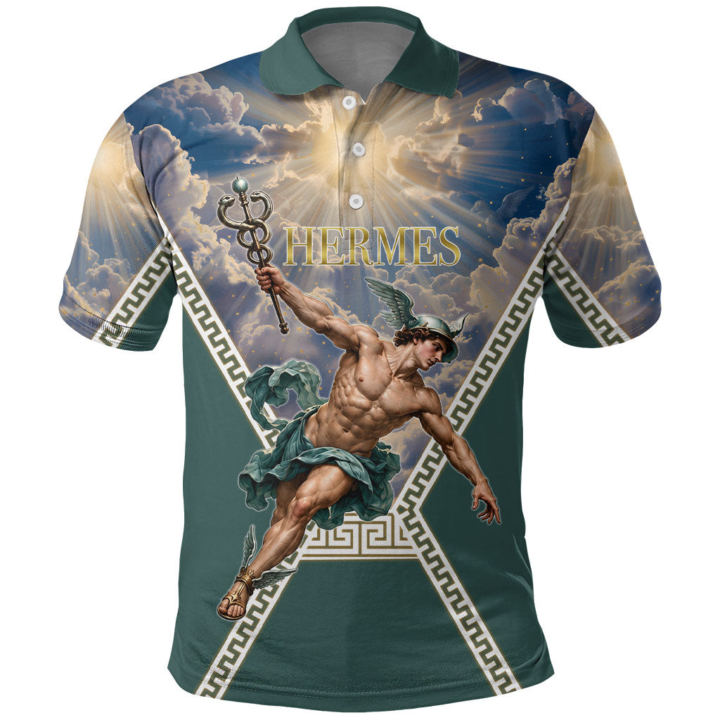 Hermes To Have Wings On Ones Feet Polo Shirt Winged Messenger Ancient Greek Mythology Celestial Art