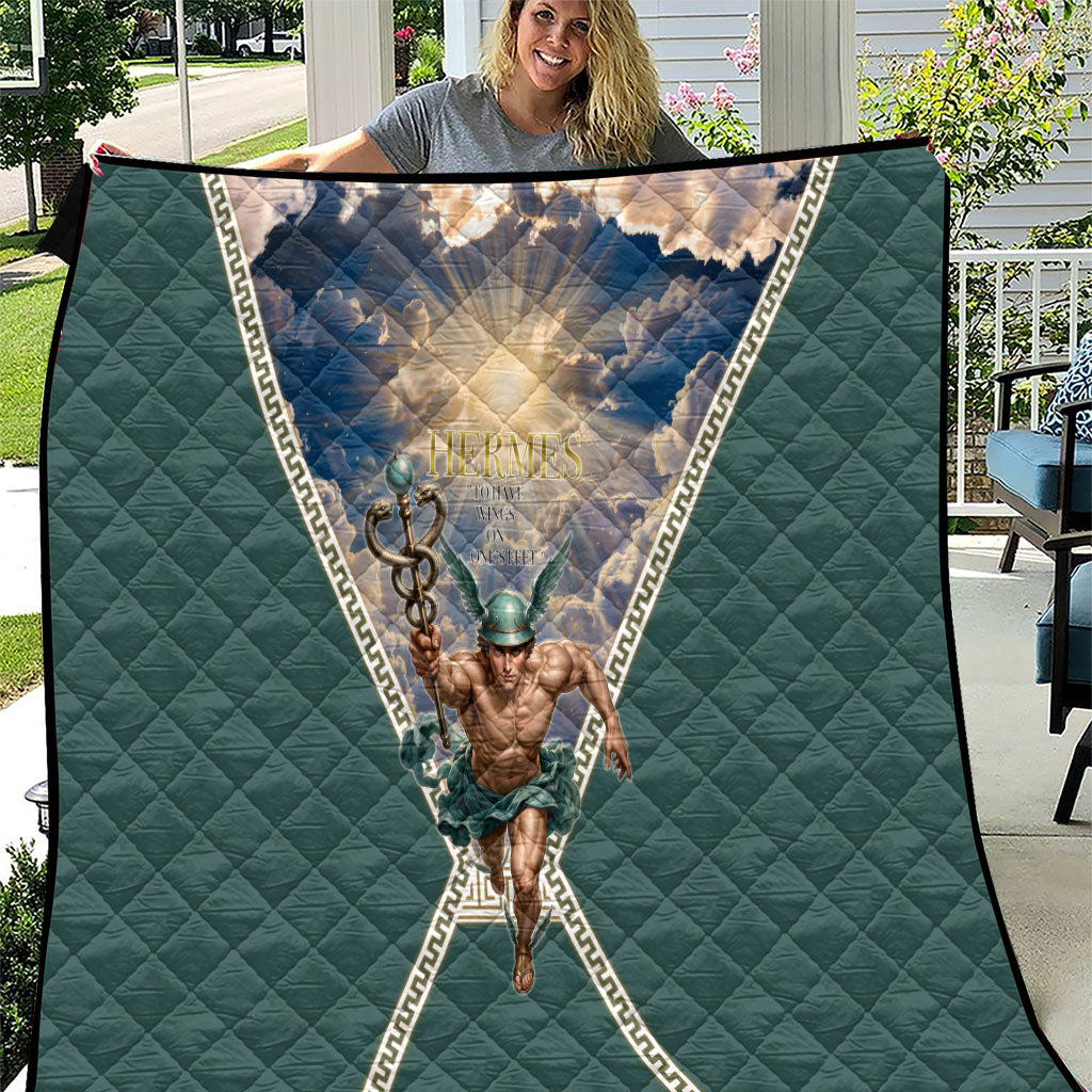 Hermes To Have Wings On Ones Feet Quilt Winged Messenger Ancient Greek Mythology Celestial Art