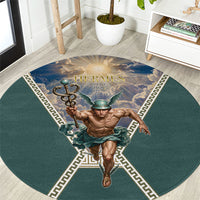 Hermes To Have Wings On Ones Feet Round Carpet Winged Messenger Ancient Greek Mythology Celestial Art