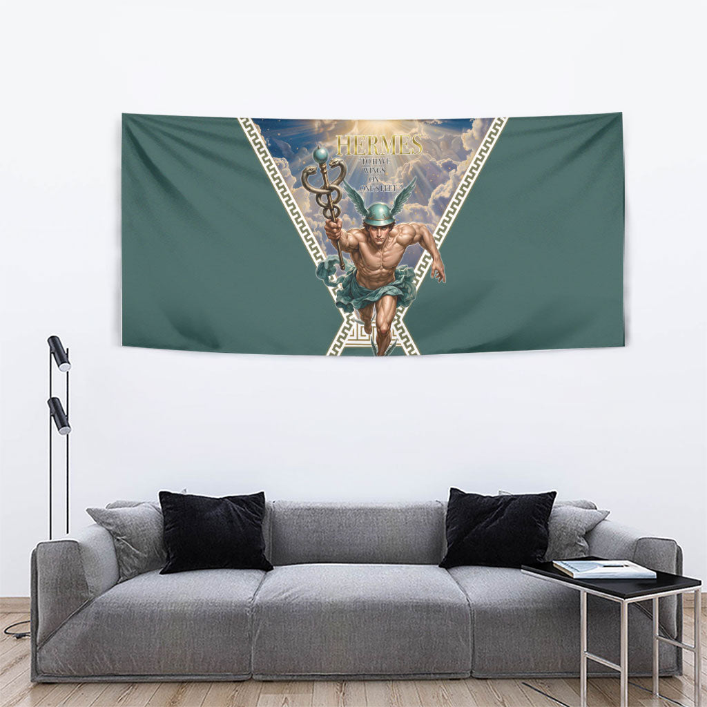 Hermes To Have Wings On Ones Feet Tapestry Winged Messenger Ancient Greek Mythology Celestial Art