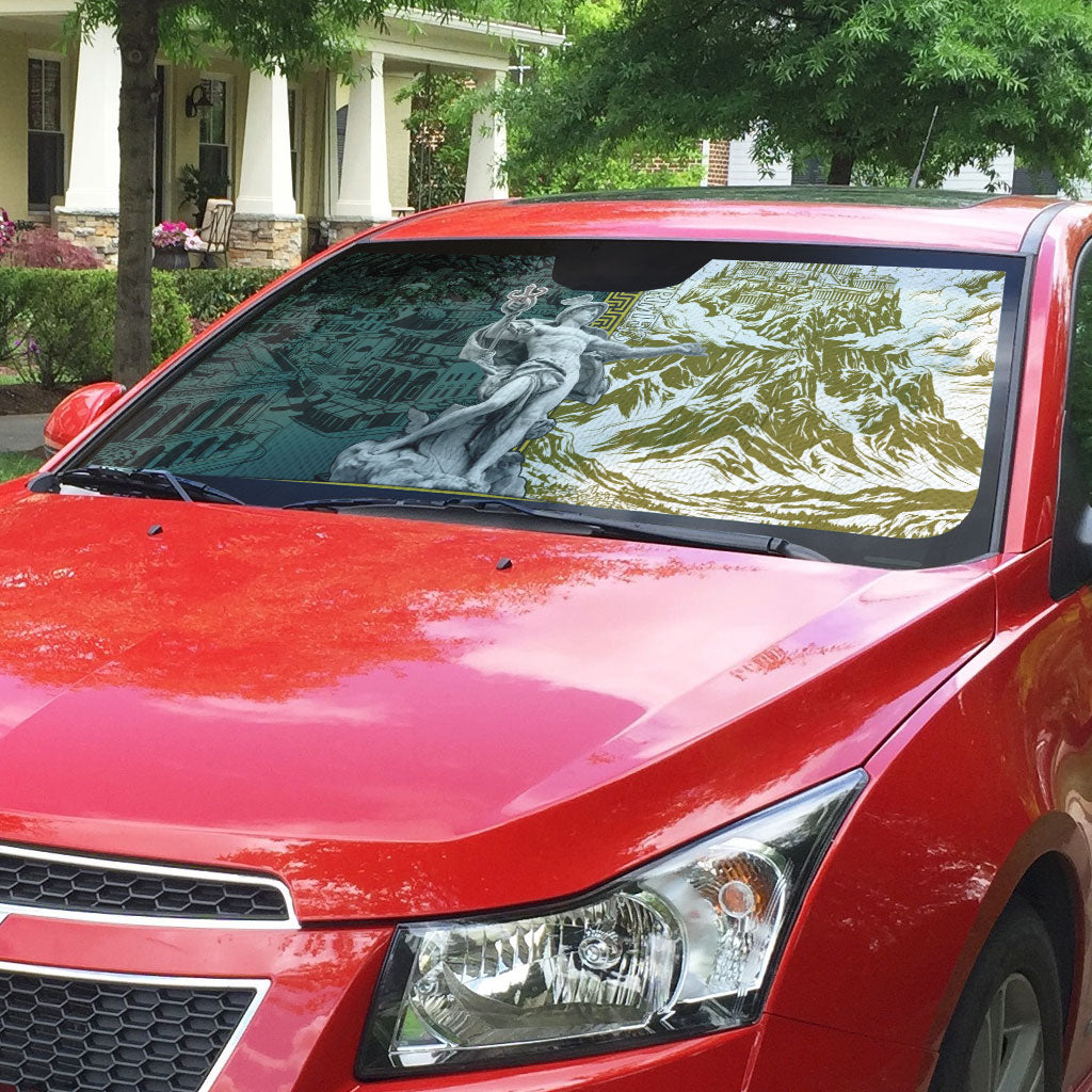 Hermes Auto Sun Shade Ancient Greek God Mythology Classical Sculpture Line Art