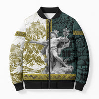 Hermes Bomber Puffer Jacket Ancient Greek God Mythology Classical Sculpture Line Art