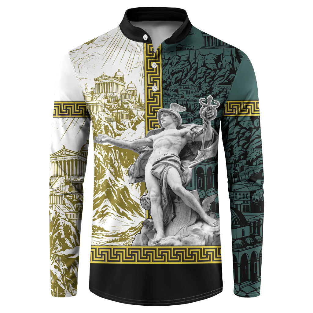 Hermes Button Sweatshirt Ancient Greek God Mythology Classical Sculpture Line Art