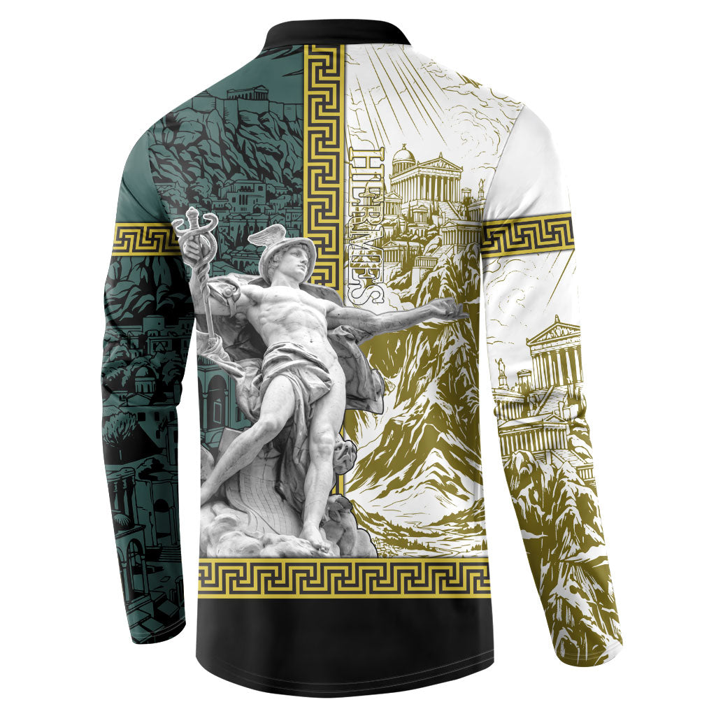Hermes Button Sweatshirt Ancient Greek God Mythology Classical Sculpture Line Art