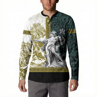 Hermes Button Sweatshirt Ancient Greek God Mythology Classical Sculpture Line Art