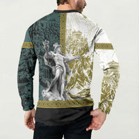 Hermes Button Sweatshirt Ancient Greek God Mythology Classical Sculpture Line Art