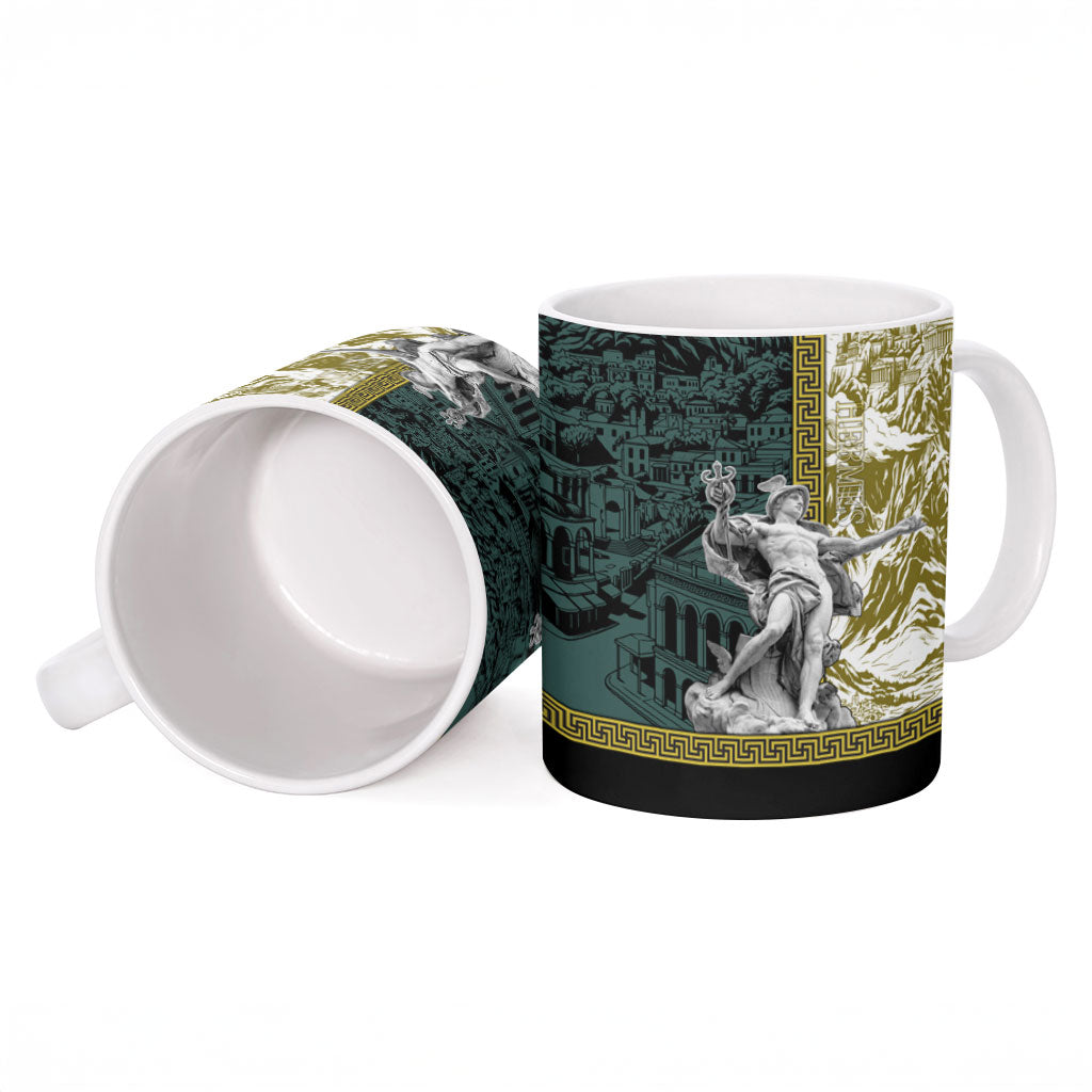 Hermes Ceramic Mug Ancient Greek God Mythology Classical Sculpture Line Art