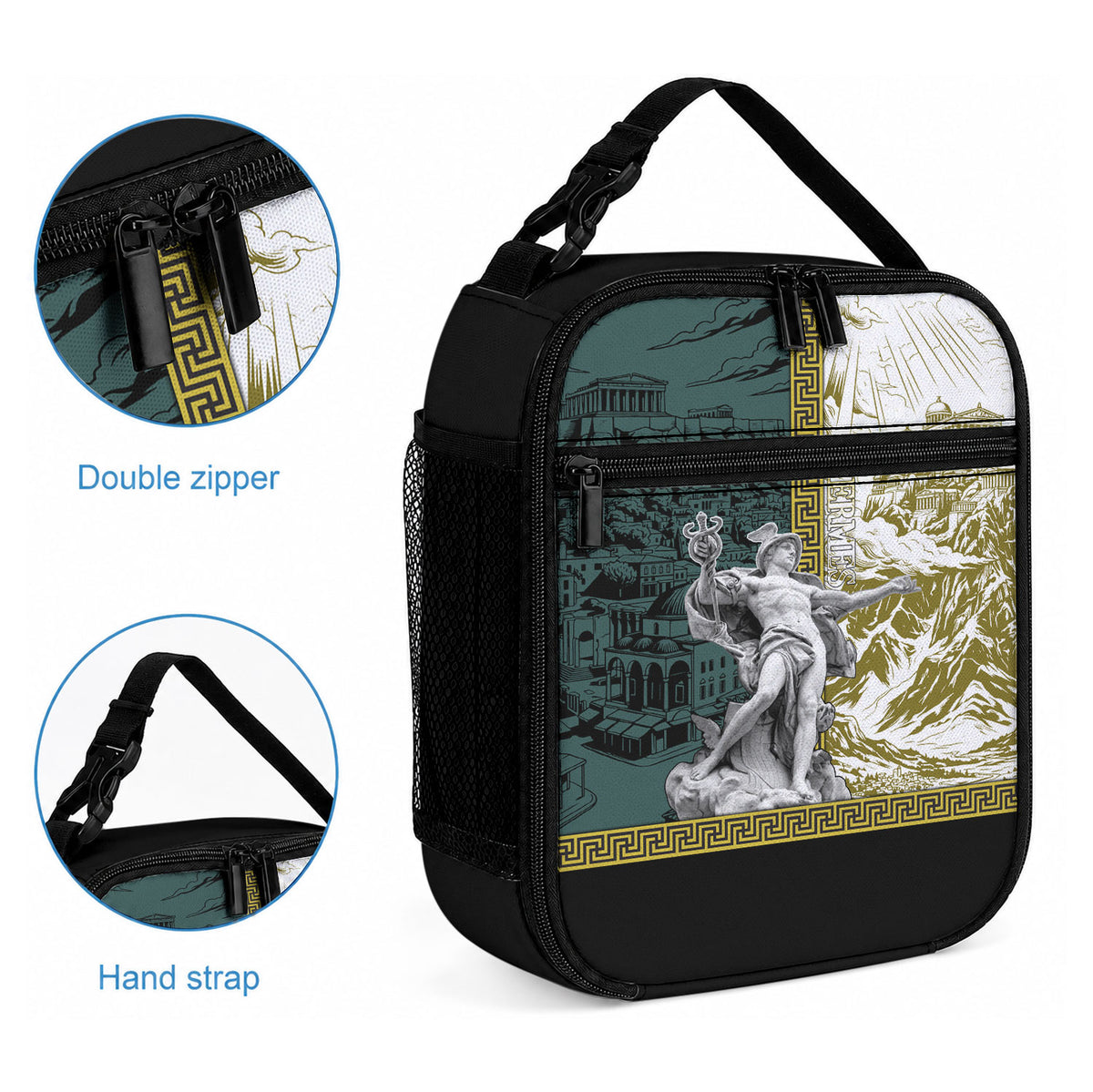 Hermes Lunch Bag Ancient Greek God Mythology Classical Sculpture Line Art