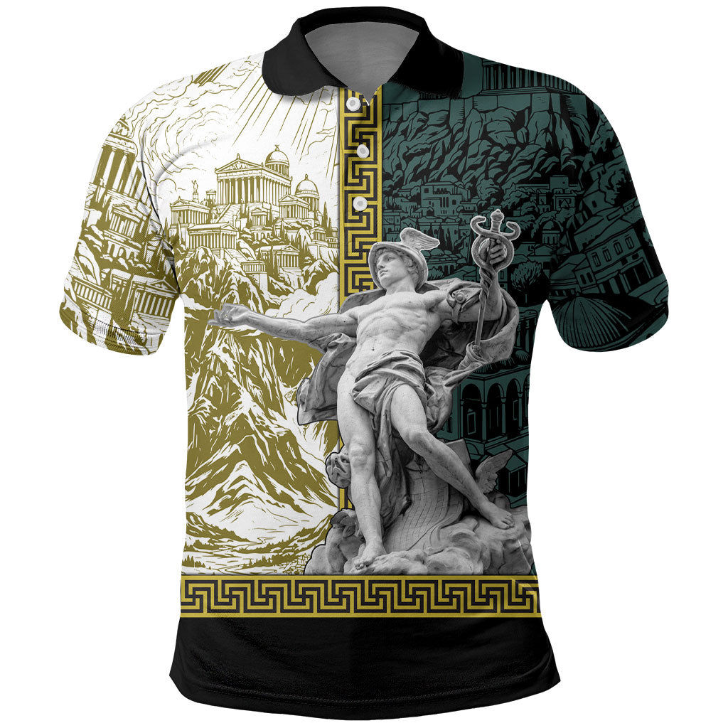 Hermes Polo Shirt Ancient Greek God Mythology Classical Sculpture Line Art