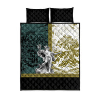 Hermes Quilt Bed Set Ancient Greek God Mythology Classical Sculpture Line Art