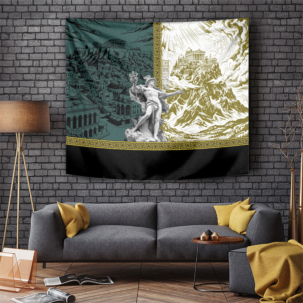 Hermes Tapestry Ancient Greek God Mythology Classical Sculpture Line Art