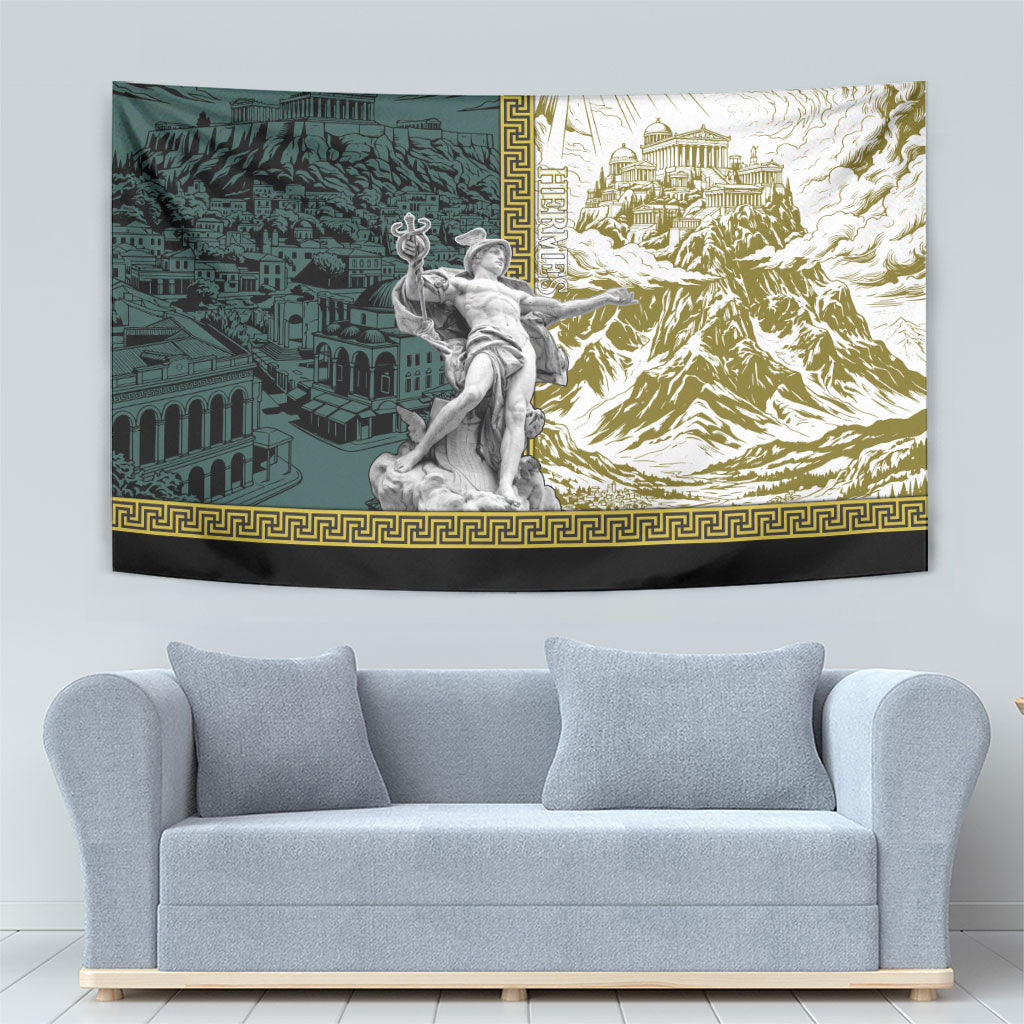 Hermes Tapestry Ancient Greek God Mythology Classical Sculpture Line Art