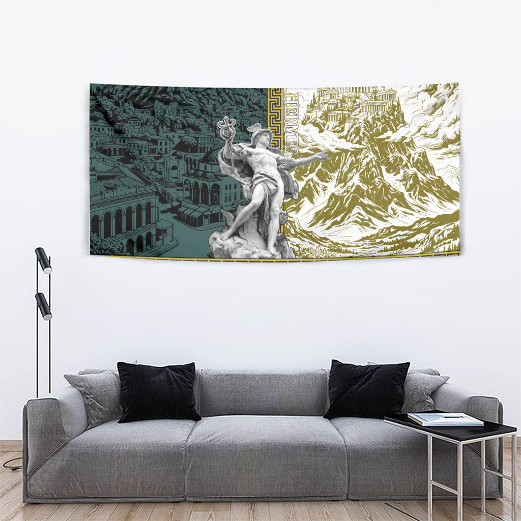 Hermes Tapestry Ancient Greek God Mythology Classical Sculpture Line Art