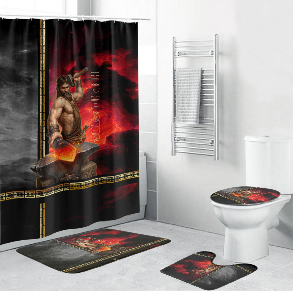 Hephaestus Greek God Of Blacksmiths Bathroom Set Ancient Greek Mythology Forge Fire Fantasy Art