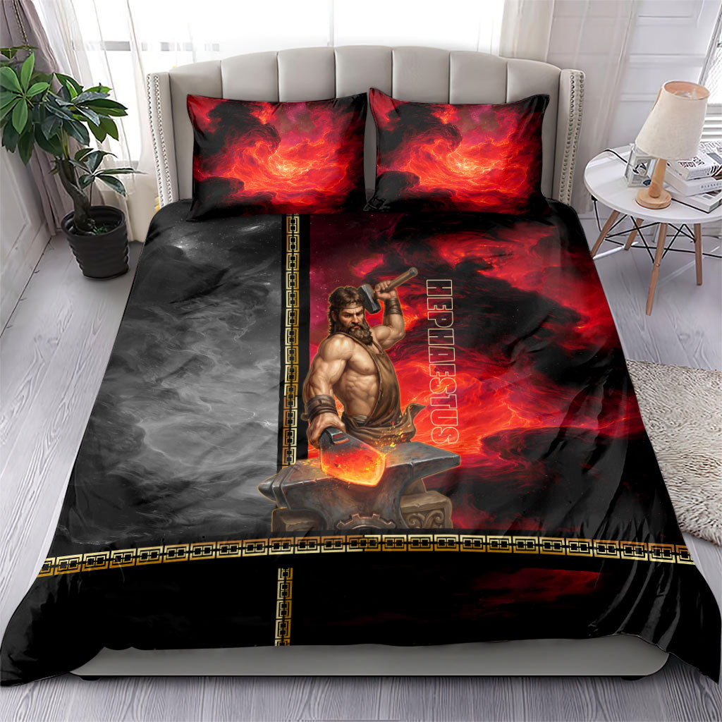 Hephaestus Greek God Of Blacksmiths Bedding Set Ancient Greek Mythology Forge Fire Fantasy Art