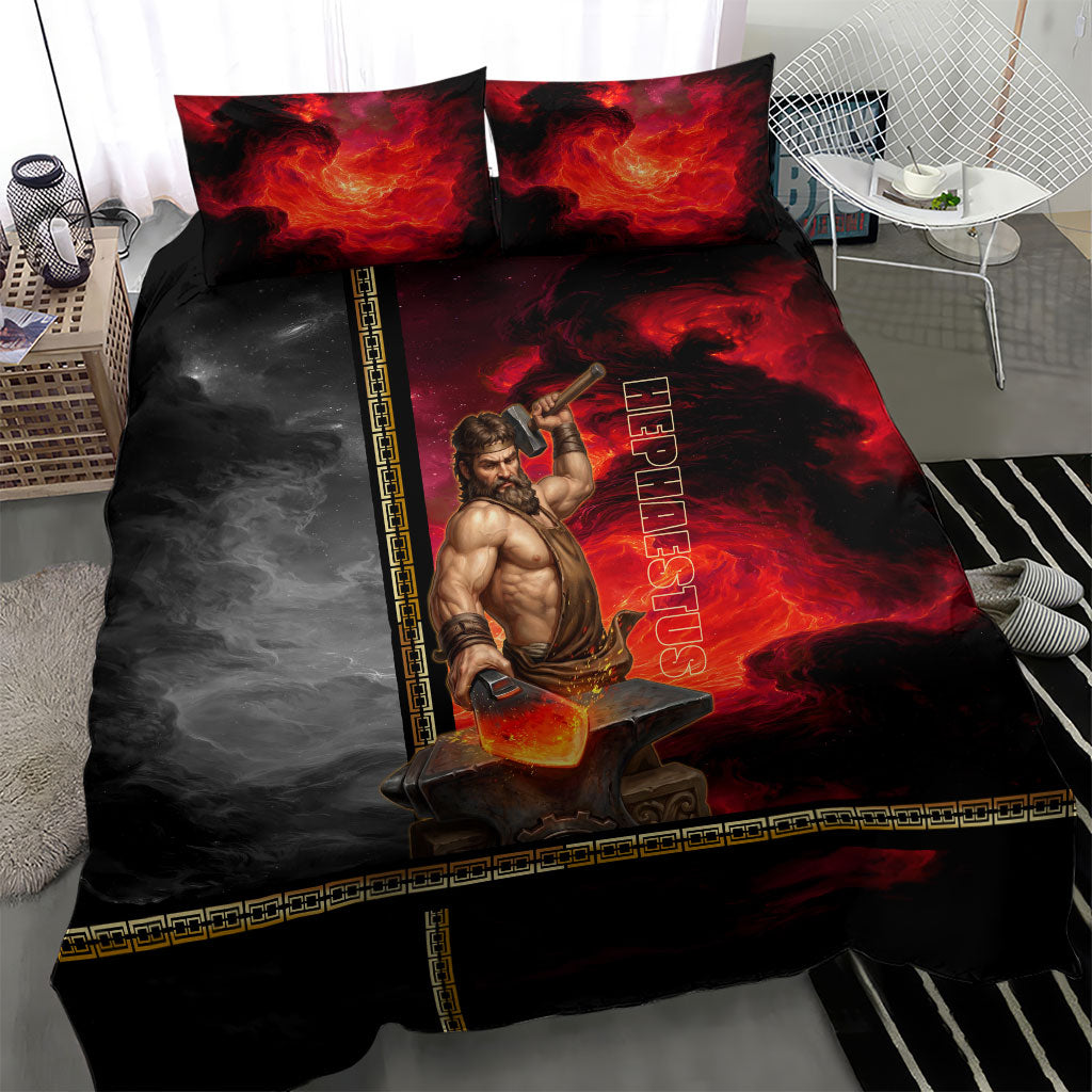 Hephaestus Greek God Of Blacksmiths Bedding Set Ancient Greek Mythology Forge Fire Fantasy Art