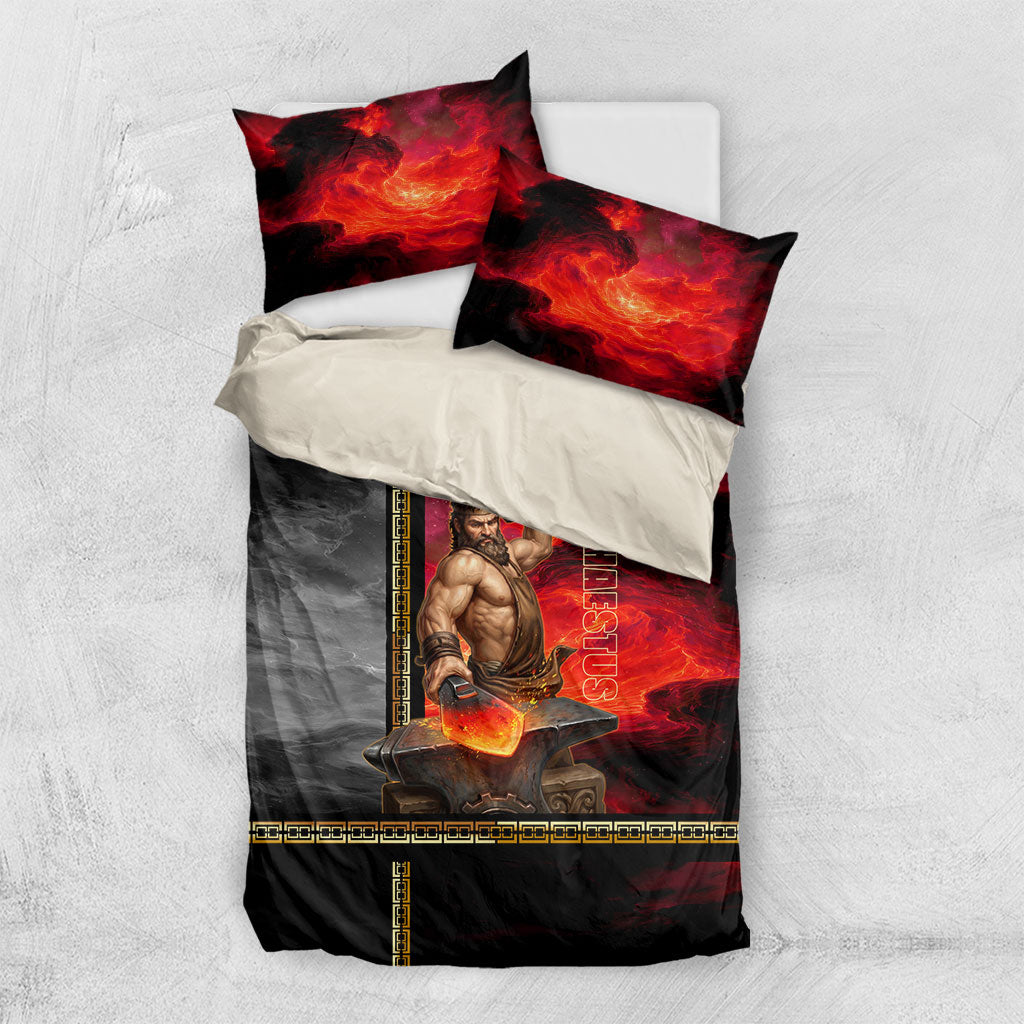 Hephaestus Greek God Of Blacksmiths Bedding Set Ancient Greek Mythology Forge Fire Fantasy Art