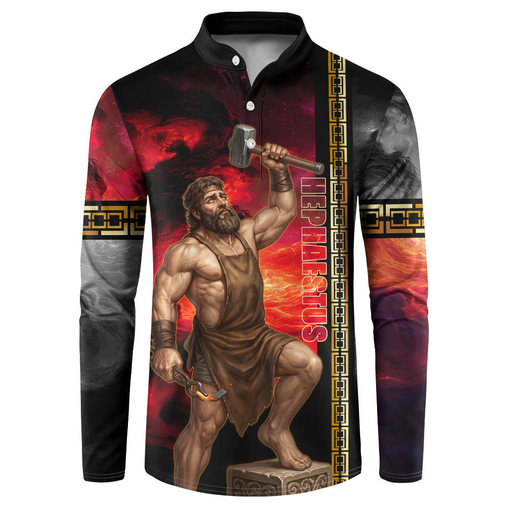 Hephaestus Greek God Of Blacksmiths Button Sweatshirt Ancient Greek Mythology Forge Fire Fantasy Art