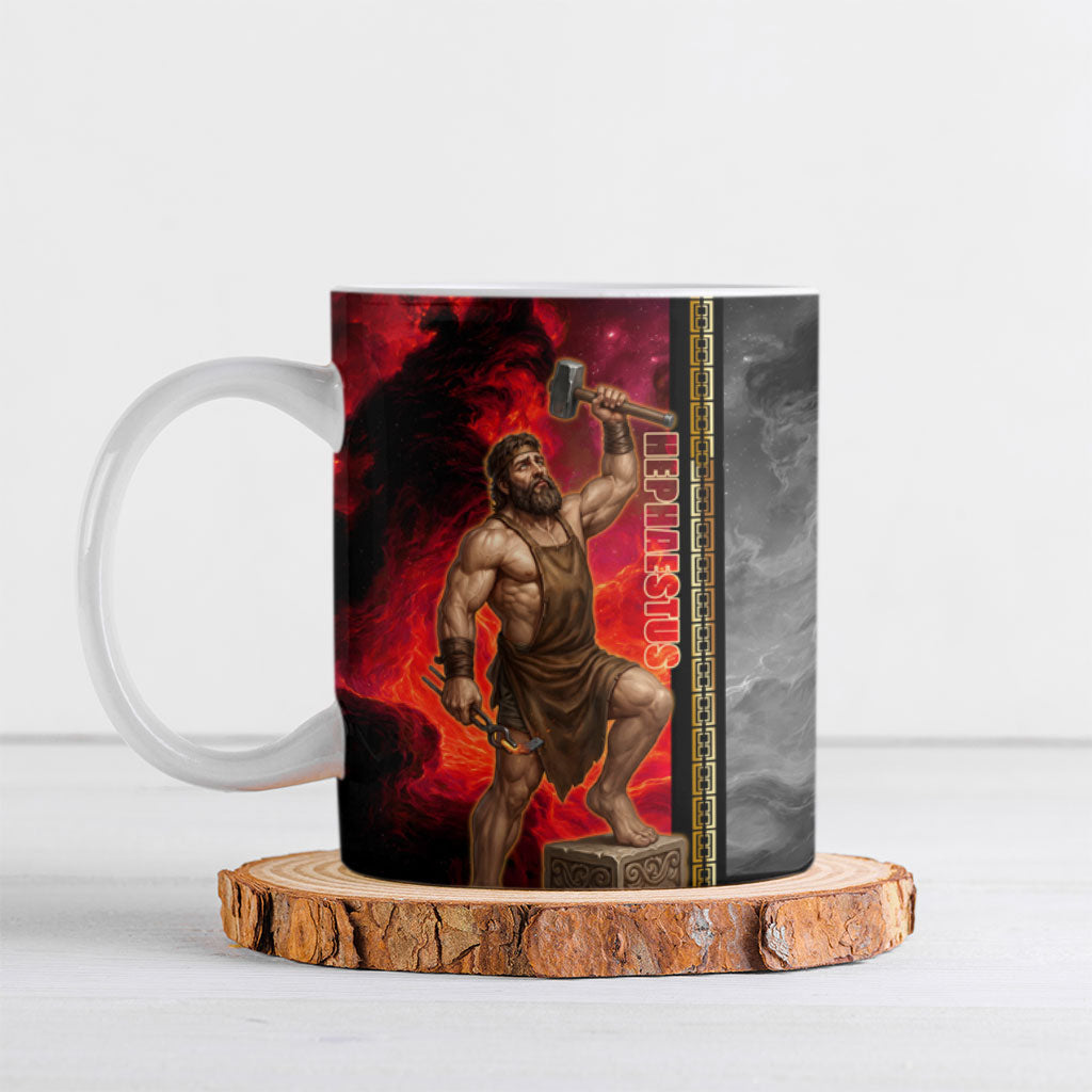Hephaestus Greek God Of Blacksmiths Ceramic Mug Ancient Greek Mythology Forge Fire Fantasy Art