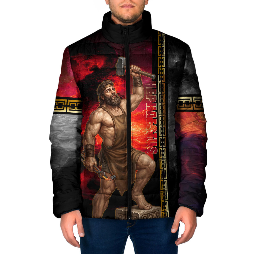 Hephaestus Greek God Of Blacksmiths Padded Jacket Ancient Greek Mythology Forge Fire Fantasy Art