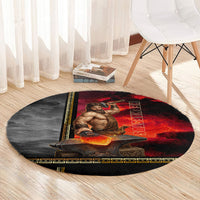 Hephaestus Greek God Of Blacksmiths Round Carpet Ancient Greek Mythology Forge Fire Fantasy Art