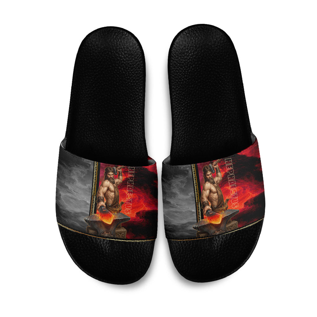 Hephaestus Greek God Of Blacksmiths Slide Sandals Ancient Greek Mythology Forge Fire Fantasy Art