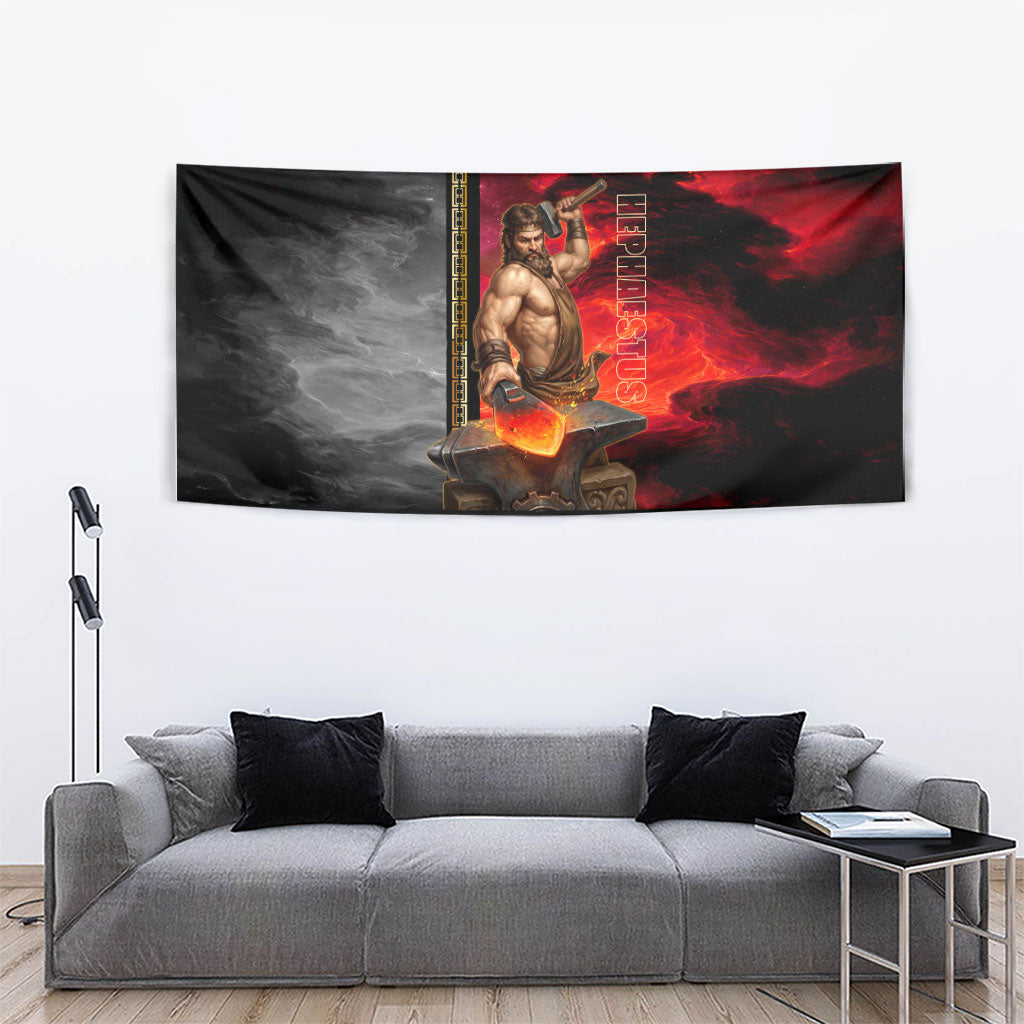 Hephaestus Greek God Of Blacksmiths Tapestry Ancient Greek Mythology Forge Fire Fantasy Art
