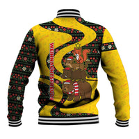 Germany Christmas Baseball Jacket with Bear Boar Otter Squirrel and Holiday Pattern Design - Wonder Print Shop