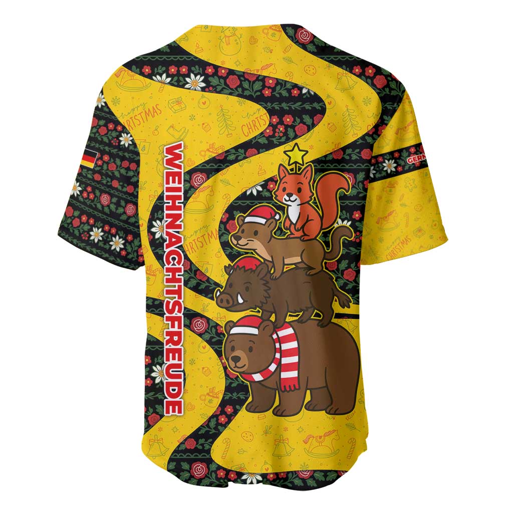 Germany Christmas Baseball Jersey with Bear Boar Otter Squirrel and Holiday Pattern Design - Wonder Print Shop