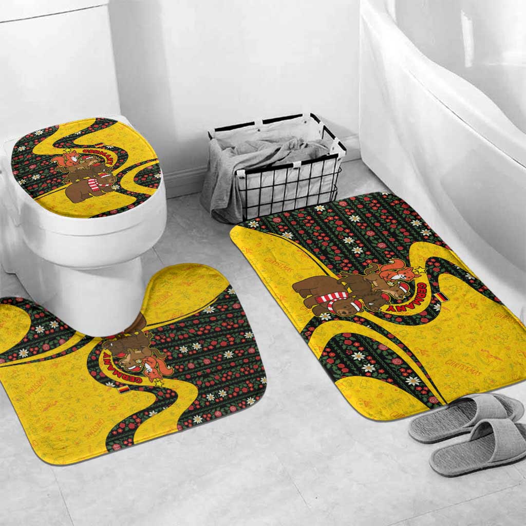 Germany Christmas Bathroom Set with Bear Boar Otter Squirrel and Holiday Pattern Design - Wonder Print Shop