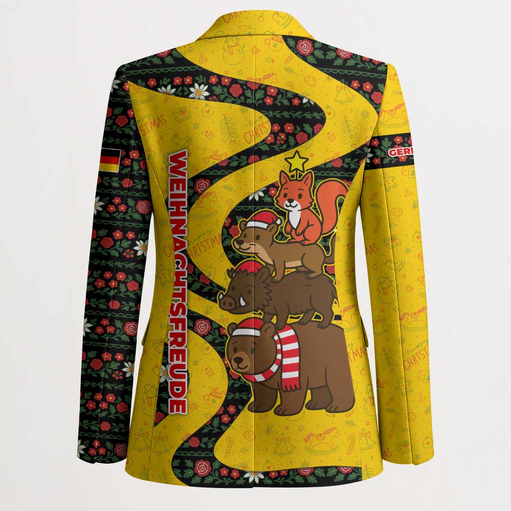Germany Christmas Blazer with Bear Boar Otter Squirrel and Holiday Pattern Design - Wonder Print Shop