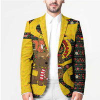Germany Christmas Blazer with Bear Boar Otter Squirrel and Holiday Pattern Design - Wonder Print Shop