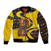 Germany Christmas Bomber Jacket with Bear Boar Otter Squirrel and Holiday Pattern Design - Wonder Print Shop