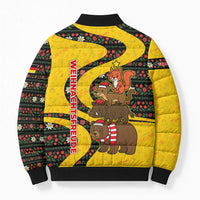 Germany Christmas Bomber Puffer Jacket with Bear Boar Otter Squirrel and Holiday Pattern Design - Wonder Print Shop
