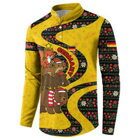 Germany Christmas Button Sweatshirt with Bear Boar Otter Squirrel and Holiday Pattern Design - Wonder Print Shop