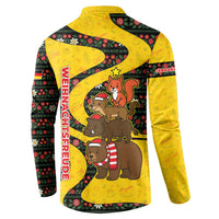 Germany Christmas Button Sweatshirt with Bear Boar Otter Squirrel and Holiday Pattern Design - Wonder Print Shop