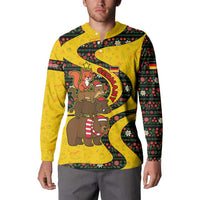 Germany Christmas Button Sweatshirt with Bear Boar Otter Squirrel and Holiday Pattern Design - Wonder Print Shop