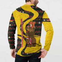 Germany Christmas Button Sweatshirt with Bear Boar Otter Squirrel and Holiday Pattern Design - Wonder Print Shop