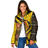 Germany Christmas Padded Jacket with Bear Boar Otter Squirrel and Holiday Pattern Design - Wonder Print Shop