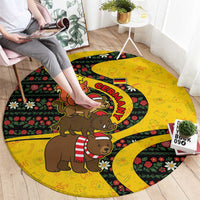Germany Christmas Round Carpet with Bear Boar Otter Squirrel and Holiday Pattern Design - Wonder Print Shop