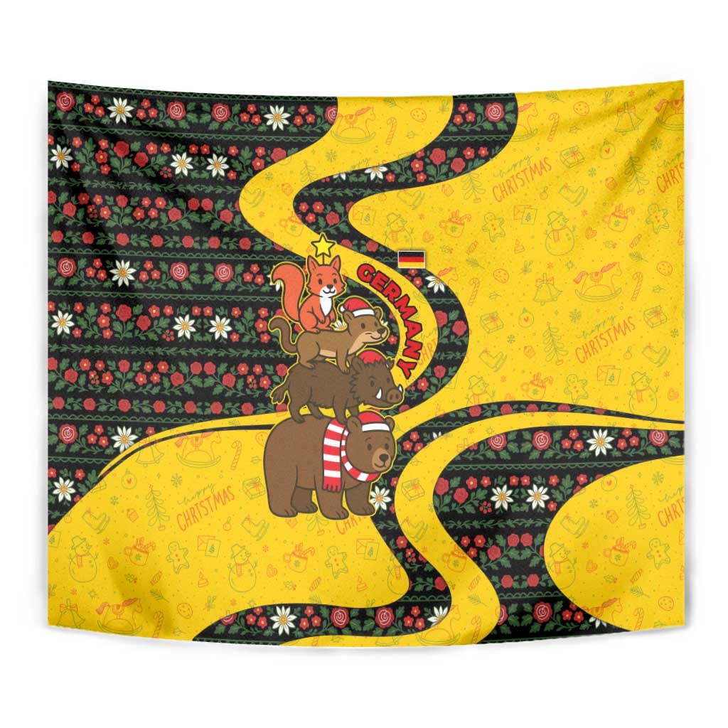 Germany Christmas Tapestry with Bear Boar Otter Squirrel and Holiday Pattern Design - Wonder Print Shop