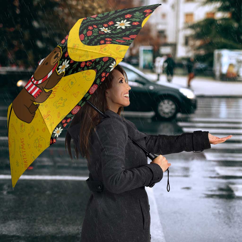 Germany Christmas Umbrella with Bear Boar Otter Squirrel and Holiday Pattern Design - Wonder Print Shop