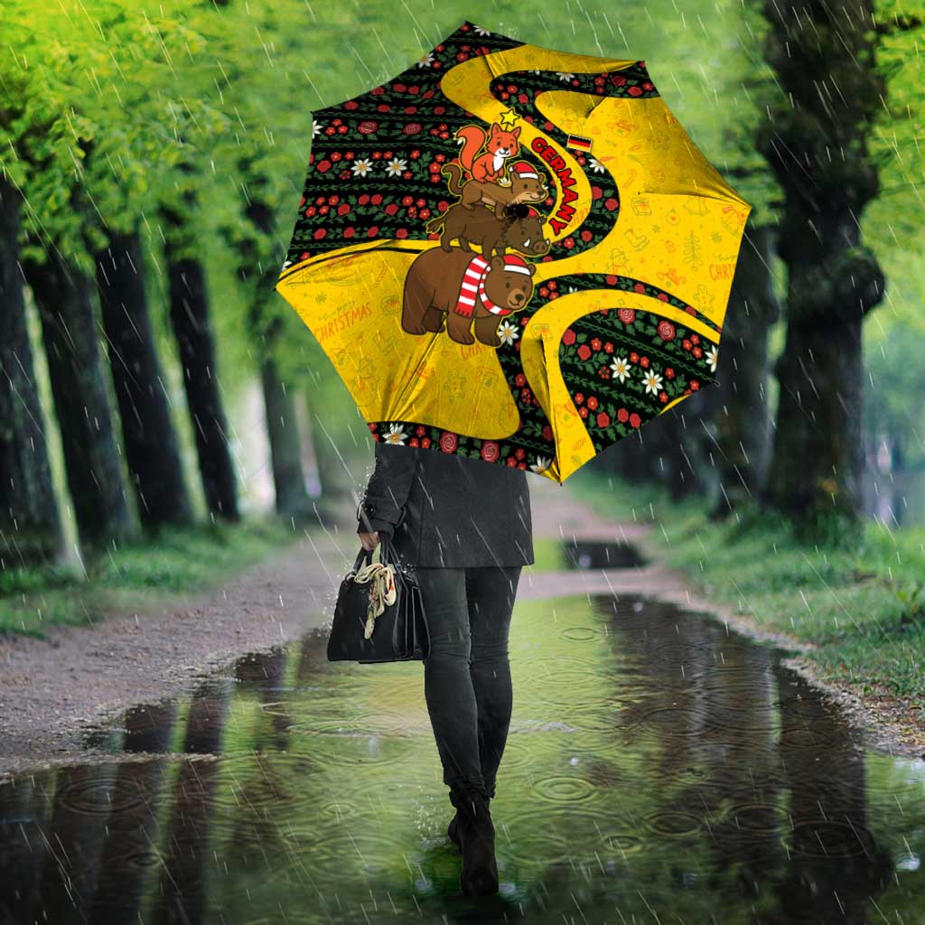 Germany Christmas Umbrella with Bear Boar Otter Squirrel and Holiday Pattern Design - Wonder Print Shop