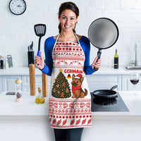 Germany Christmas Apron with German Shepherd Dog Gingerbread Tree and Red Holiday Pattern - Wonder Print Shop