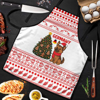 Germany Christmas Apron with German Shepherd Dog Gingerbread Tree and Red Holiday Pattern - Wonder Print Shop