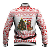 Germany Christmas Baseball Jacket with German Shepherd Dog Gingerbread Tree and Red Holiday Pattern - Wonder Print Shop