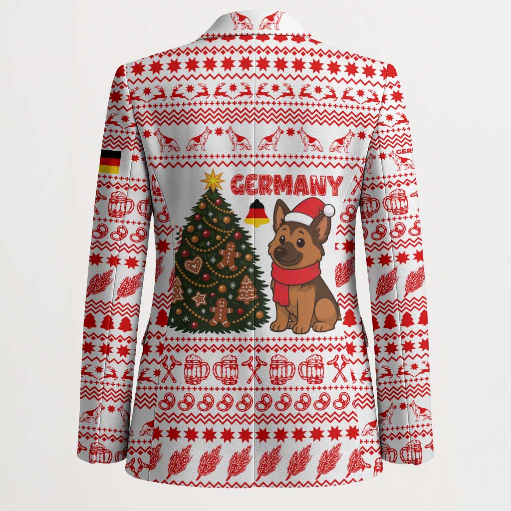 Germany Christmas Blazer with German Shepherd Dog Gingerbread Tree and Red Holiday Pattern - Wonder Print Shop
