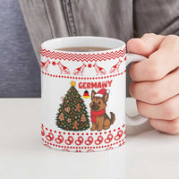 Germany Christmas Ceramic Mug with German Shepherd Dog Gingerbread Tree and Red Holiday Pattern - Wonder Print Shop