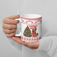 Germany Christmas Ceramic Mug with German Shepherd Dog Gingerbread Tree and Red Holiday Pattern - Wonder Print Shop