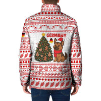 Germany Christmas Padded Jacket with German Shepherd Dog Gingerbread Tree and Red Holiday Pattern - Wonder Print Shop